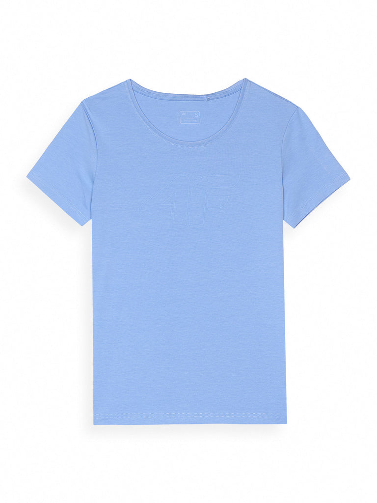 4F SlimFit T-SHIRT - Damen Shirt | mit Logo - Blau DENIM Bild 4