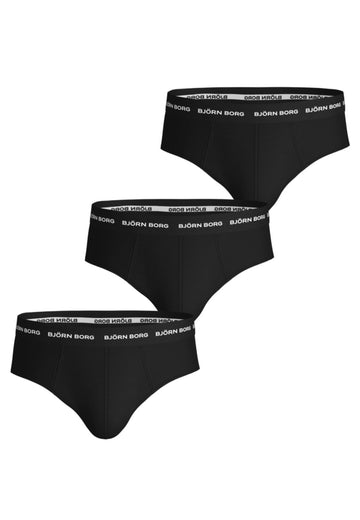 Hip Brief Solid 3p - Herren Unterhose | Slip aus weichem Baumwoll-Jersey - Schwarz black Bild 1