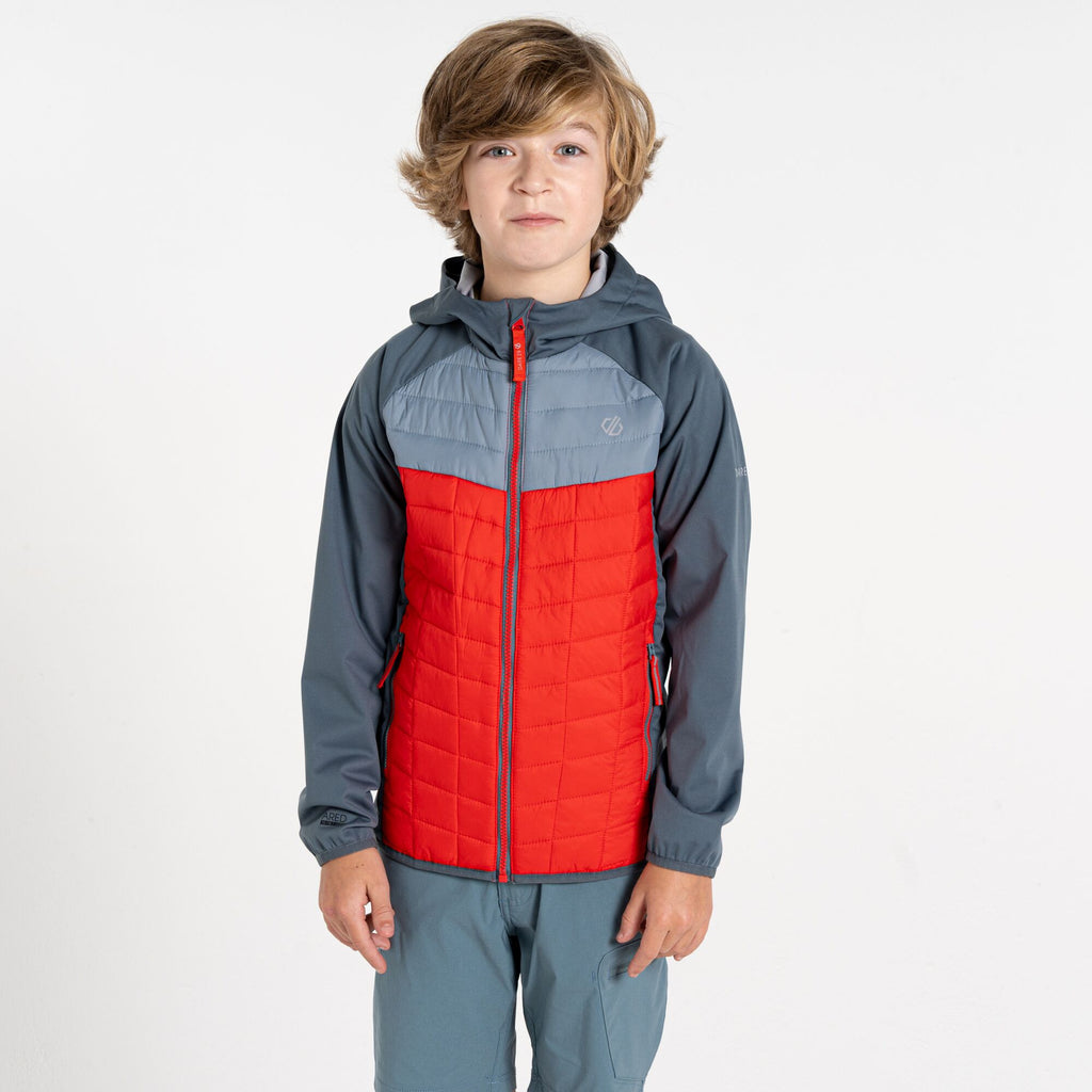 Explore II Hybrid - Kinder Jacke | fixierte Kapuze - Rot Grau LdGry/StmWth Bild 1