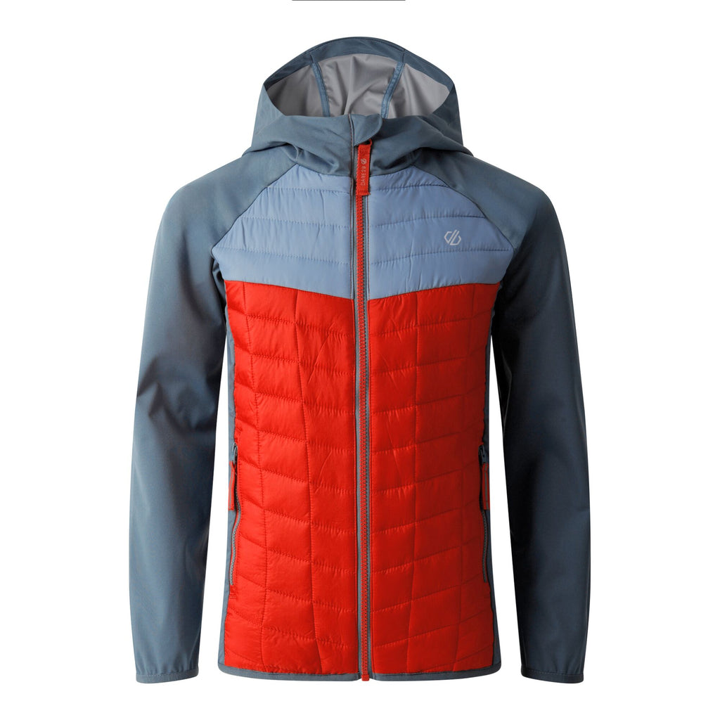 Explore II Hybrid - Kinder Jacke | fixierte Kapuze - Rot Grau LdGry/StmWth Bild 3