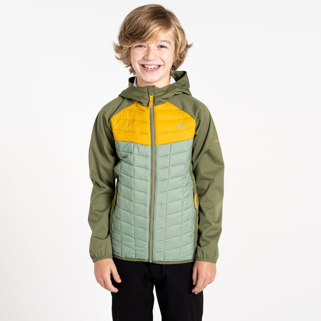 Explore II Hybrid - Kinder Jacke | fixierte Kapuze - Grün OlivGr/HdgGr Bild 1