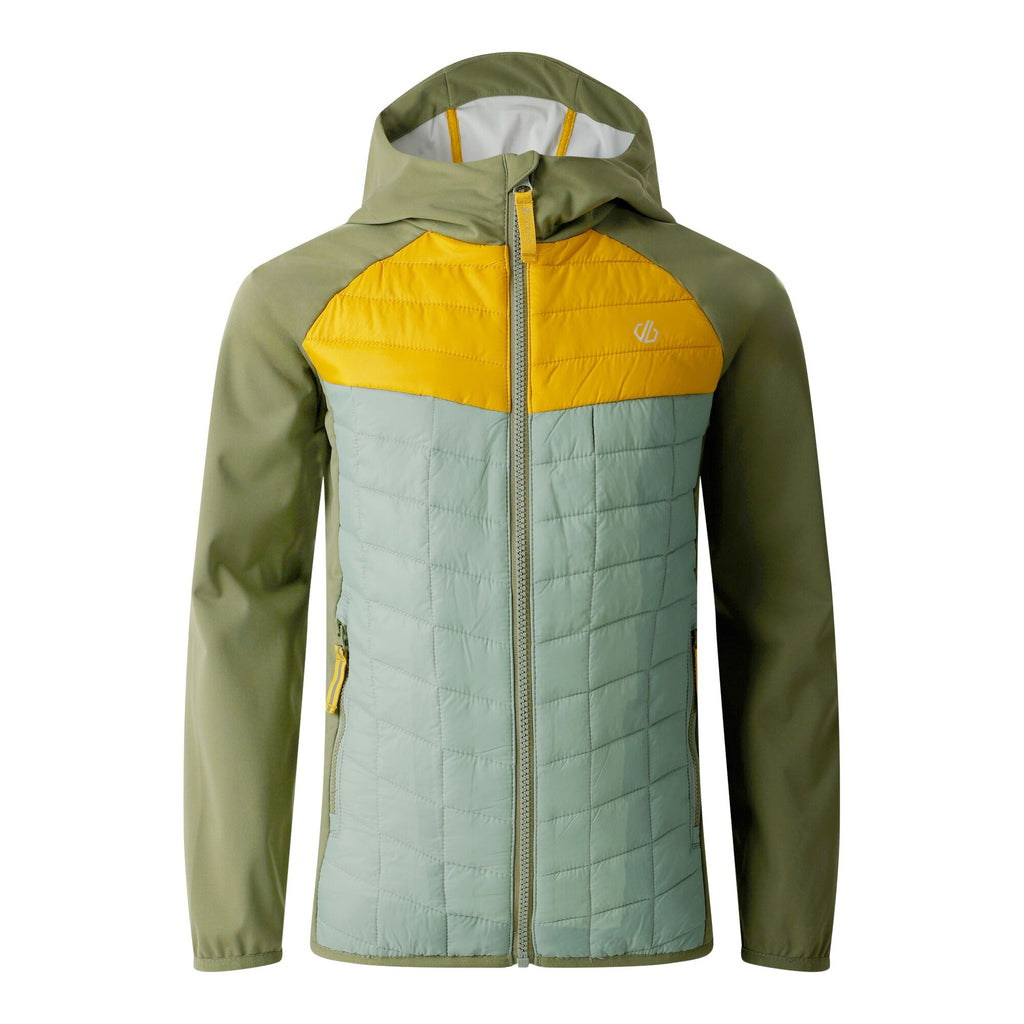 Explore II Hybrid - Kinder Jacke | fixierte Kapuze - Grün OlivGr/HdgGr Bild 3