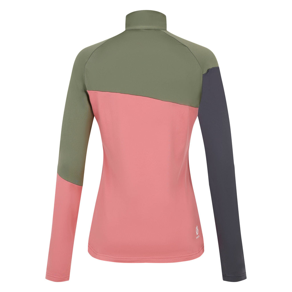 Ice II Core Stretch - Damen Midlayer | halblanger Reißverschluss - Rosa-Olive Olivine Green/Dusty Rose Bild 4