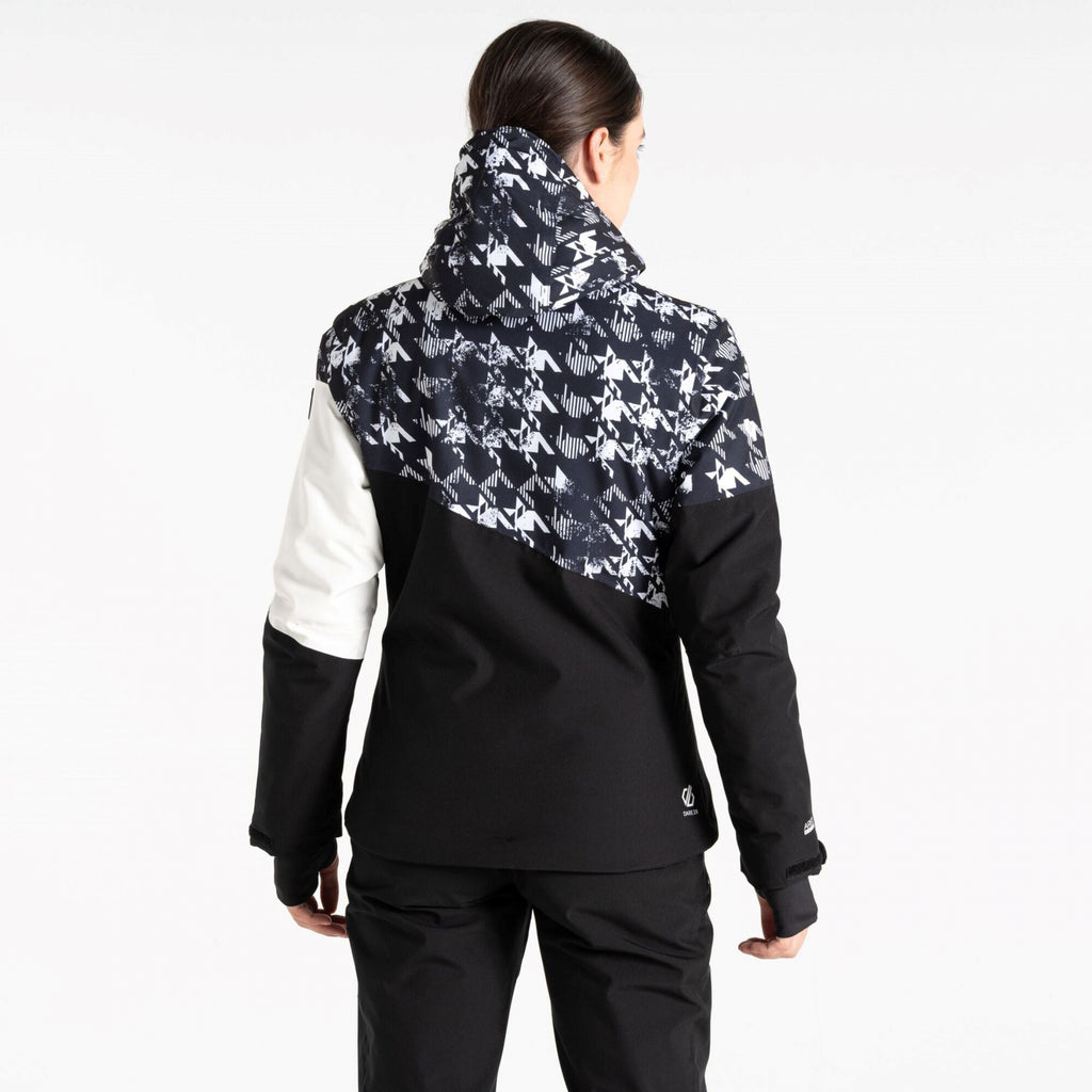 Ice III Jacket - Damen Skijacke | mit Skipass Tasche - Schwarz-Weiß Black Distressed Dogtooth Print/Black Bild 2