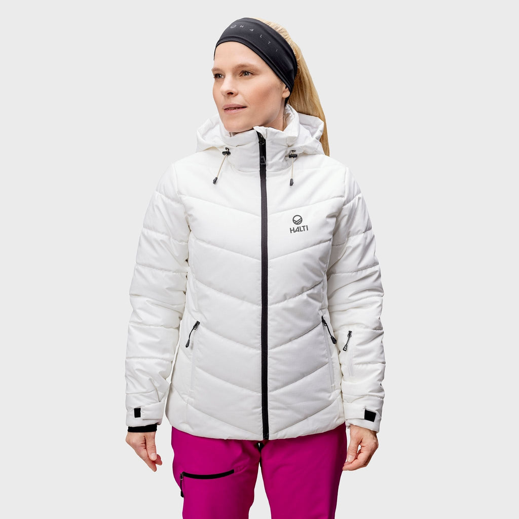 Mellow W Ski Puffer Jacket - Damen Skijacke | mit Skipass-Tasche - Weiß White Bild 3