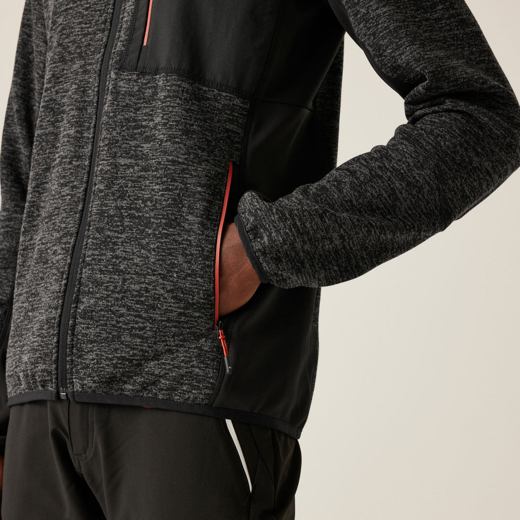 Baslinn - Herren Jacke | meliertes Fleece - Schwarz BlkMarl/Blak Bild 5