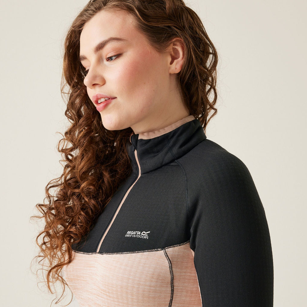 Hepley - Damen Midlayer | feuchtigkeitsabweisend - Schwarz-Beige Black/Warm Taupe Marl Bild 3