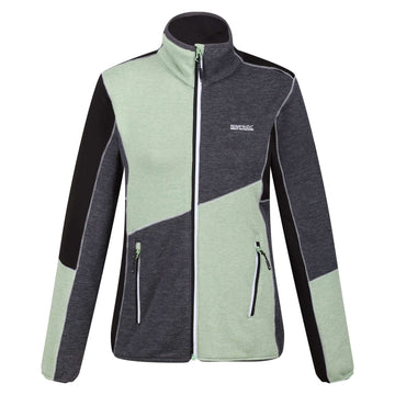 Lindalla VI - Damen Zip-Jacke | meliertes Fleece in Strickoptik - Grau-Grün QuiGrn/SlGry Bild 1