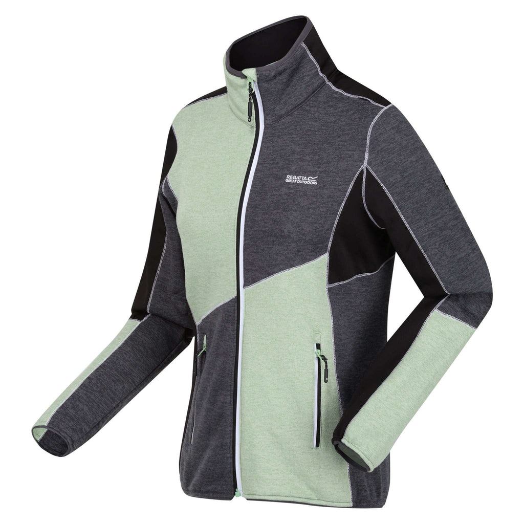 Lindalla VI - Damen Zip-Jacke | meliertes Fleece in Strickoptik - Grau-Grün QuiGrn/SlGry Bild 3