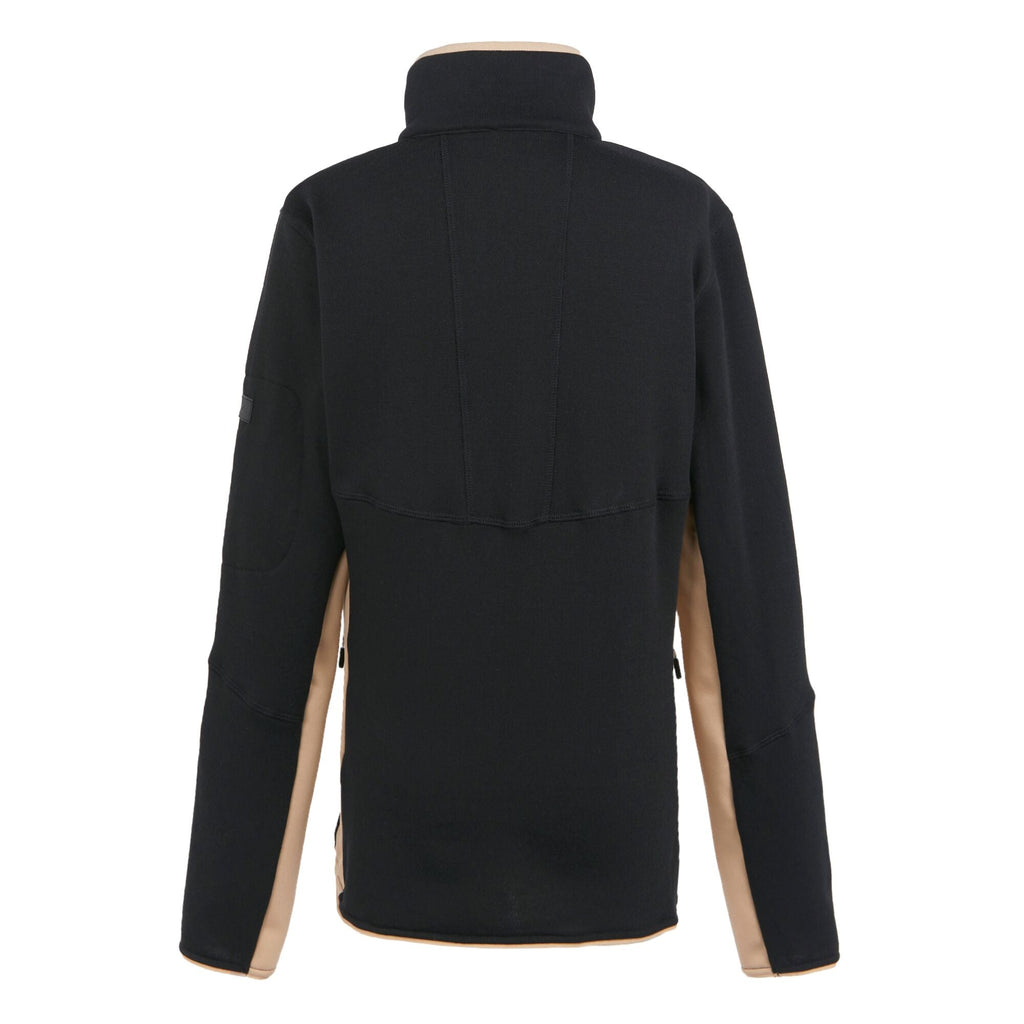 Ralina - Damen Fleecejacke | meliertes Fleece in Strickopitk - Schwarz-Beige Black/Warm Taupe Bild 4