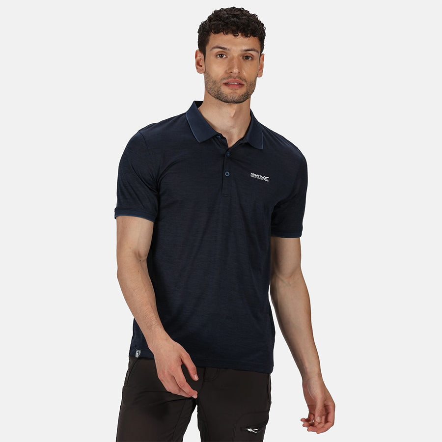 Remex II - Herren Poloshirt | aus meliertem Jersey Gewebe - Grau 540 navy Bild 1