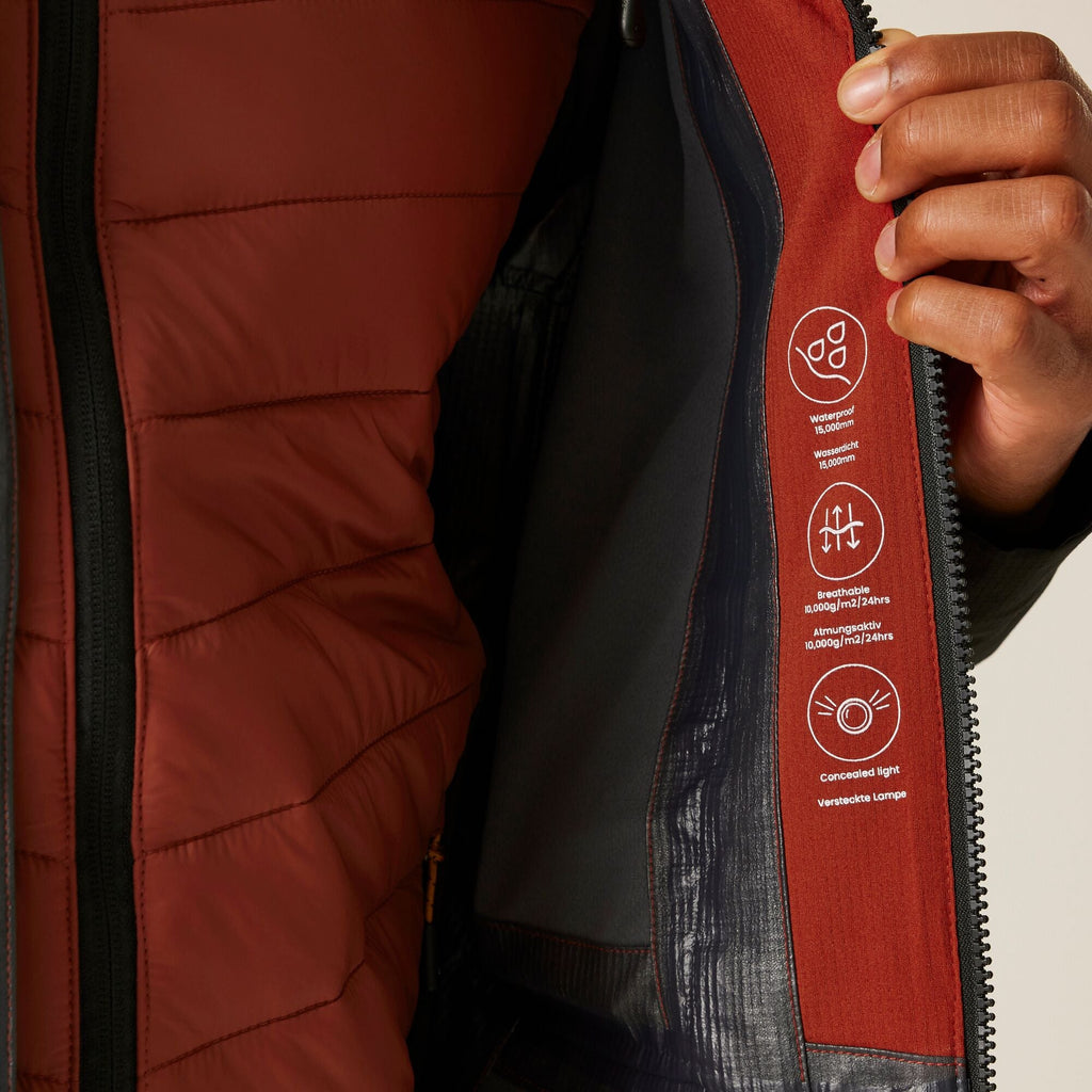 Sacramento X - Herren 3-in-1 Jacke | mit Hybrid Innenjacke und reflektierenden Details - Rot-Schwarz Red Ochre/Black Bild 10