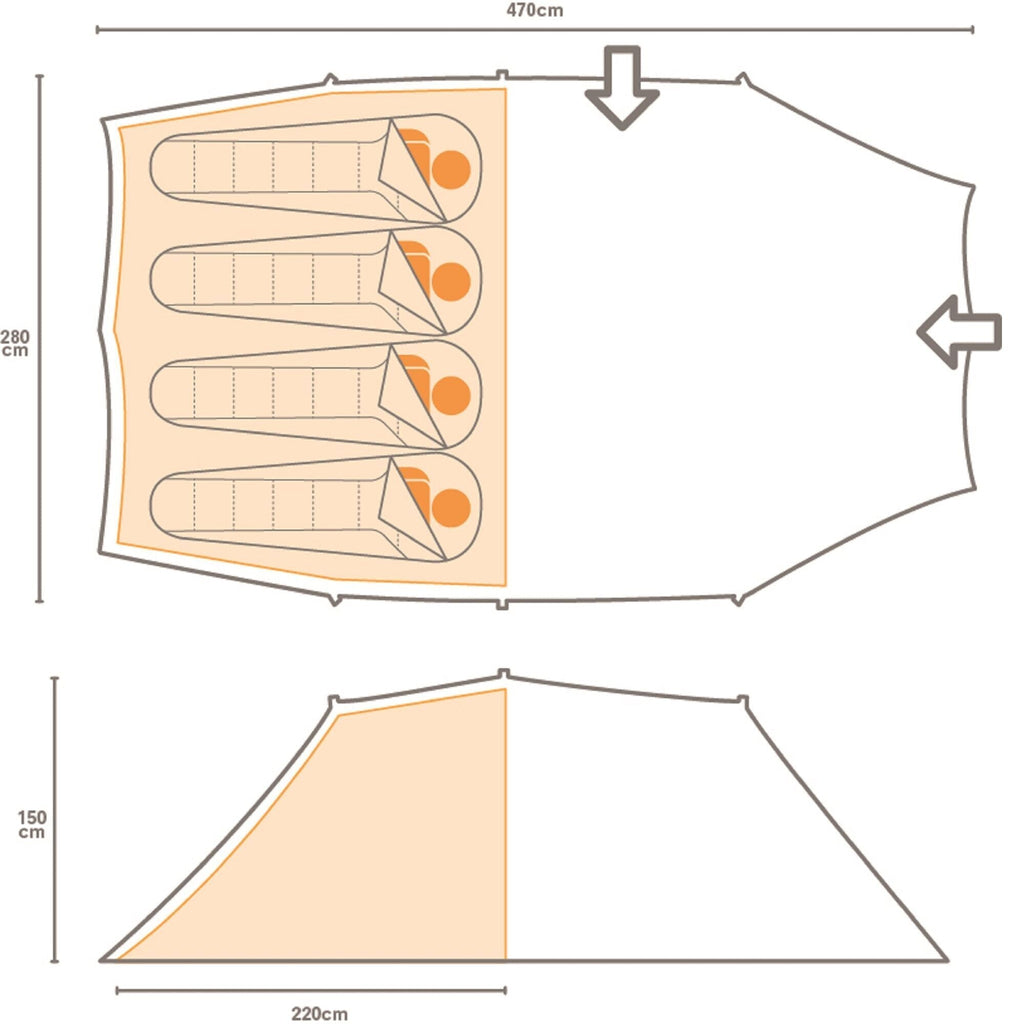 Vester 4 Tent - 4 Personen Zelt | großer Vorraum mit Vorder- und Seiteneingang - Grün ExtGrn/Green Bild 2