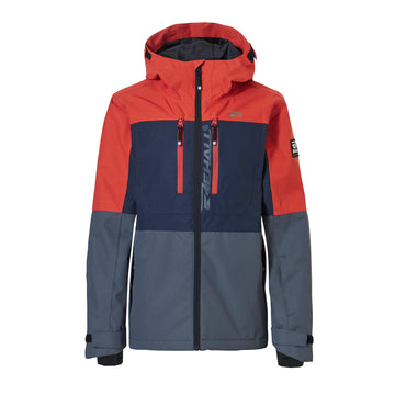CROPP-R-jr.- Kinder Skijacke | mit mehreren Taschen - Grau-Blau-Rot Rust Bild 1