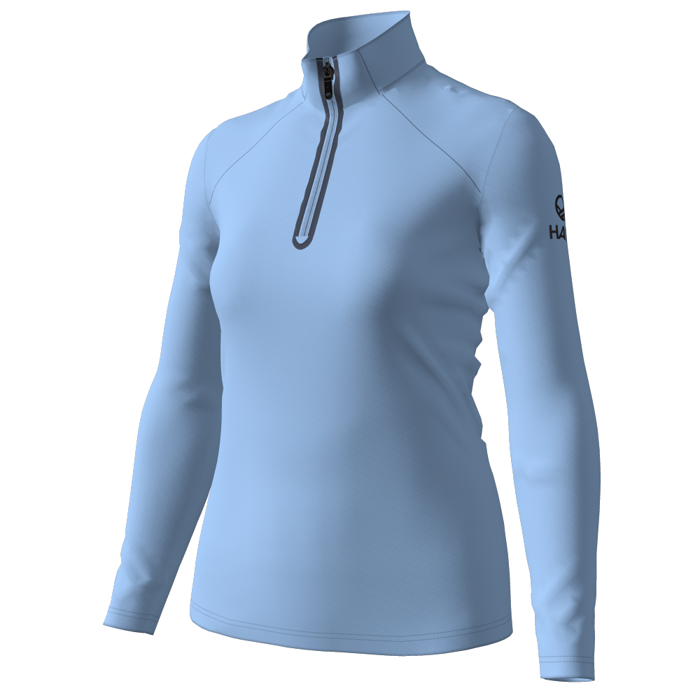 Moodi - Damen Zip-Shirt | feuchtigkeitsabweisend und atmungsaktiv - Hellblau