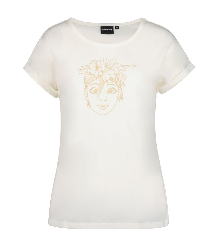 ANVIS - Damen T-Shirt | lange Passform - Naturweiß