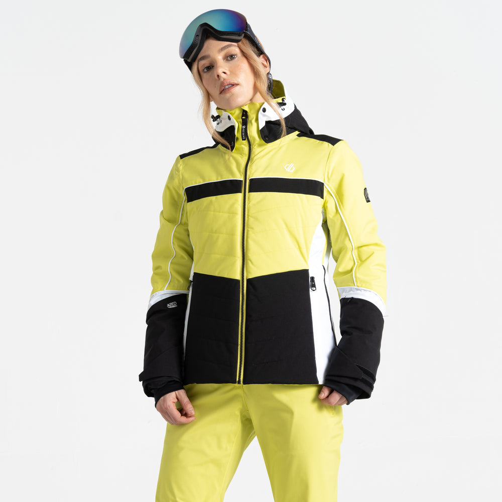 Vitilised Jacket - Damen Skijacke | mit abnehmbarer Kapuze - Gelb-Schwarz