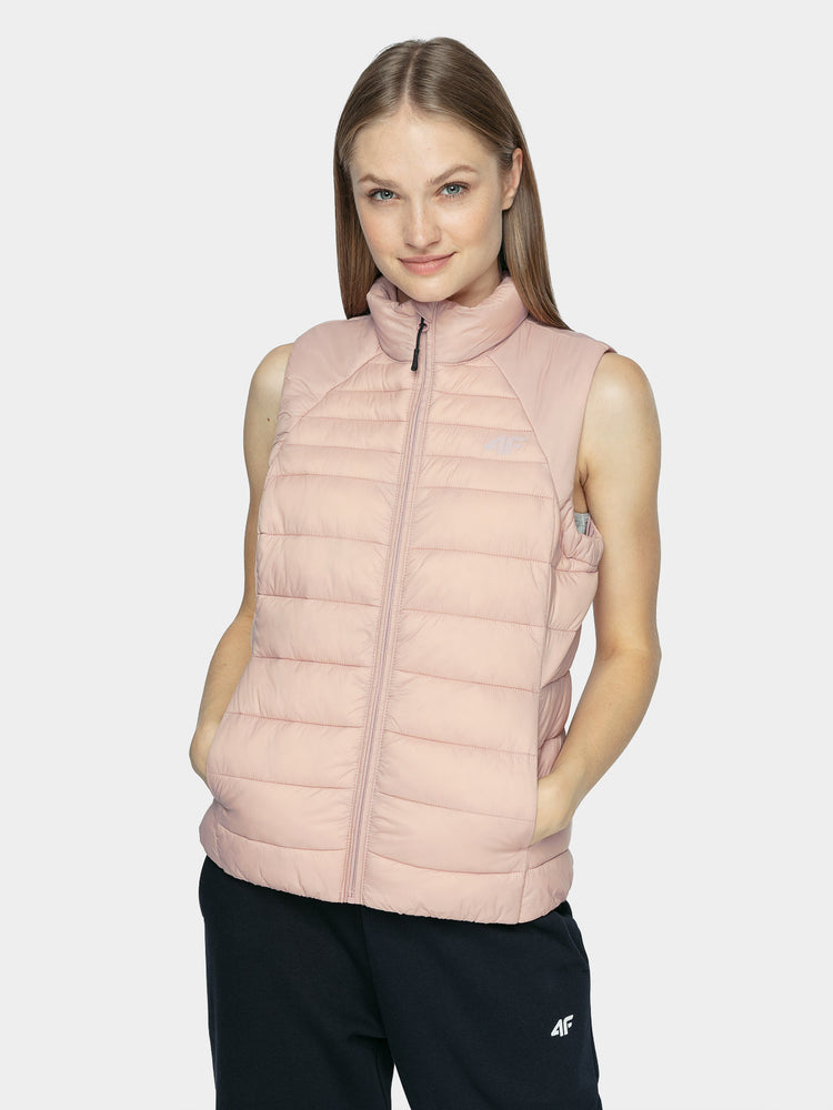 Damen Gilet | klein verpackbar  mit synthetischer Daunenfüllung - Rosa - Damenweste aermellos - 4F - Sportrabatt