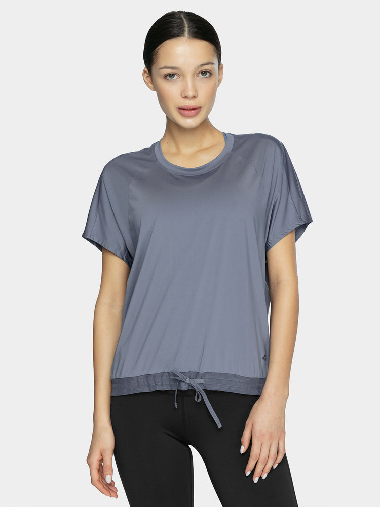 Damen T-Shirt | mit Rundhalsausschnitt und Raglanärmeln - Grau - Damen Shirt - 4F - Sportrabatt