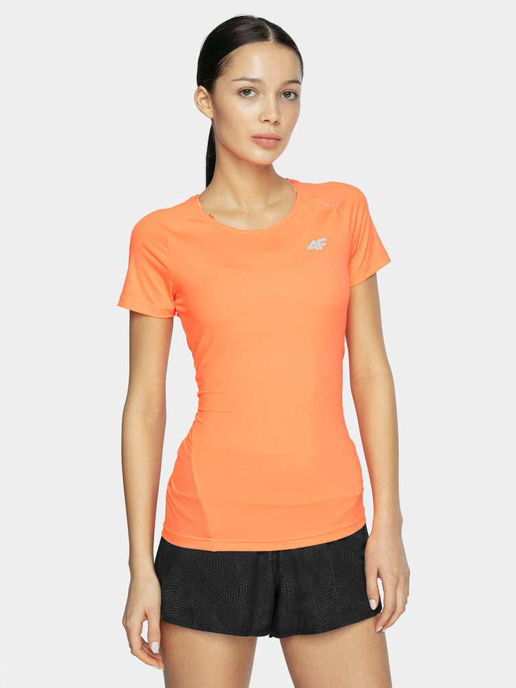 Damen T-Shirt | schmale Passform, mit Rundhalsausschnitt - Orange - Damen Shirt - 4F - Sportrabatt