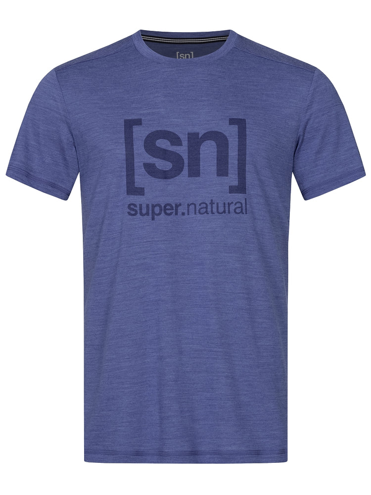 Logo Tee - Herren T-Shirt | aus Merino Wollmix mit Logoprint - Blau - Herren Shirt - Super Natural - Sportrabatt