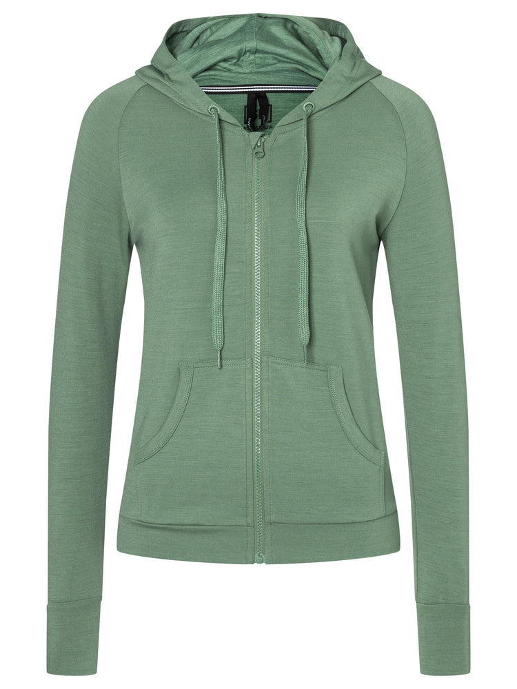 Essential Zip Hoodie - Damen Zip-Jacke | aus Merino Wollmix - Grün