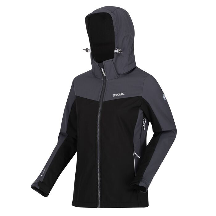 Desoto VII - Damen Softshell-Jacke | mit Nackenschutz und abnehmbarer Kapuze - Schwarz - Damenjacke Outdoor - Regatta - Sportrabatt