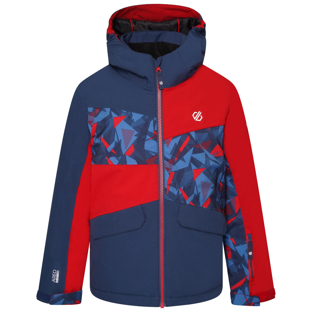 Glee II Jacket - Kinder Skijacke | mit reflektierenden Details - Blau-Rot-Gemustert