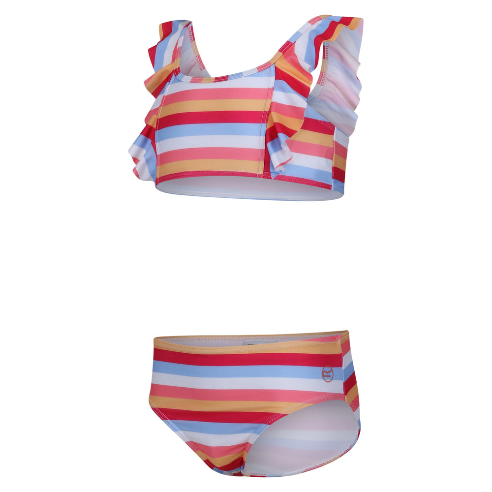 Dakaria Swim Set - Kinder Bikini | mit Rüschen - Rosa-Blau-Gestreift